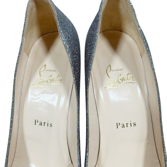 CHRISTIAN LOUBOUTIN Peep Toe Glitter Heels - Picture 6 of 11